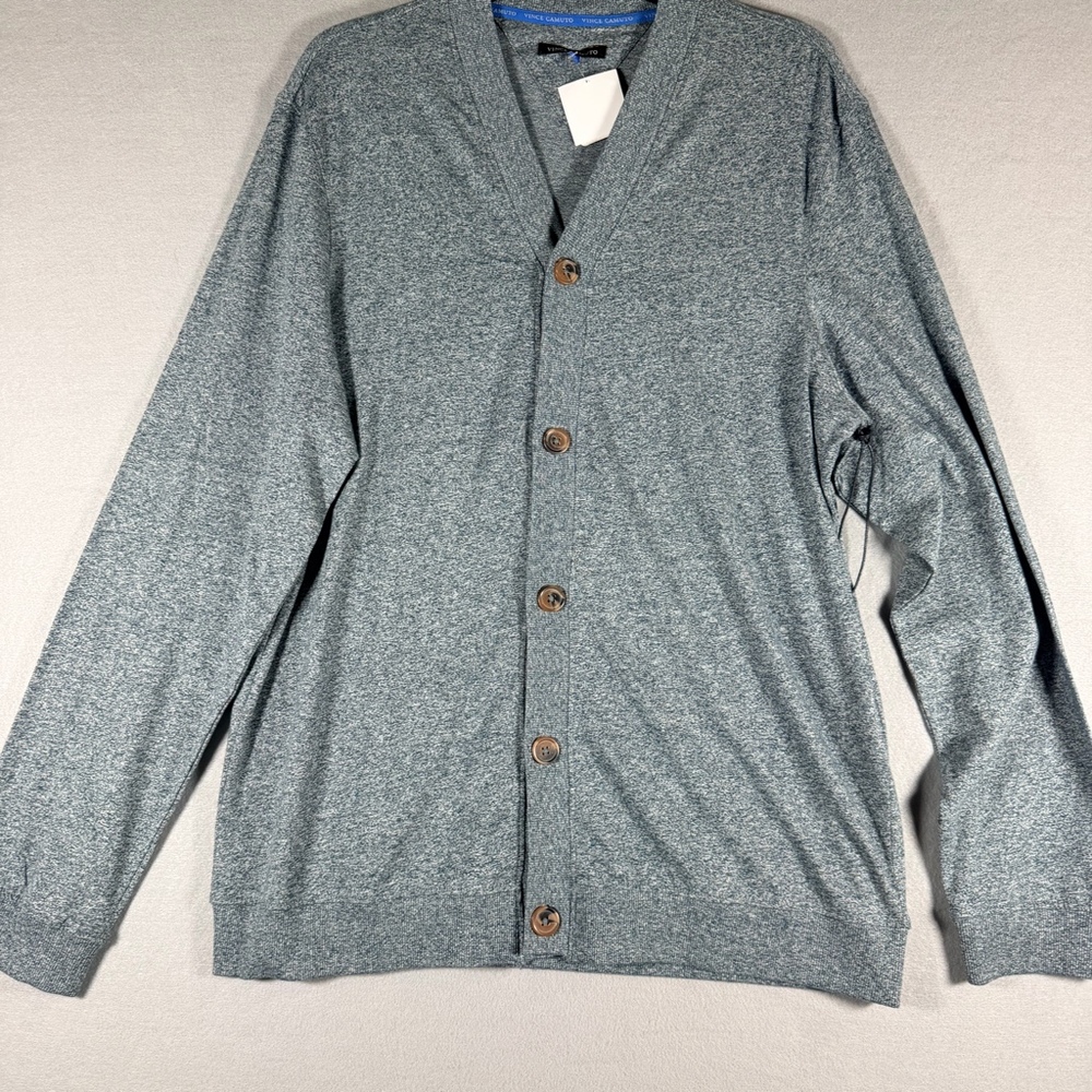 Vince Camuto Men’s Gray Cardigan Sweater Size M Button Front NWT Cotton